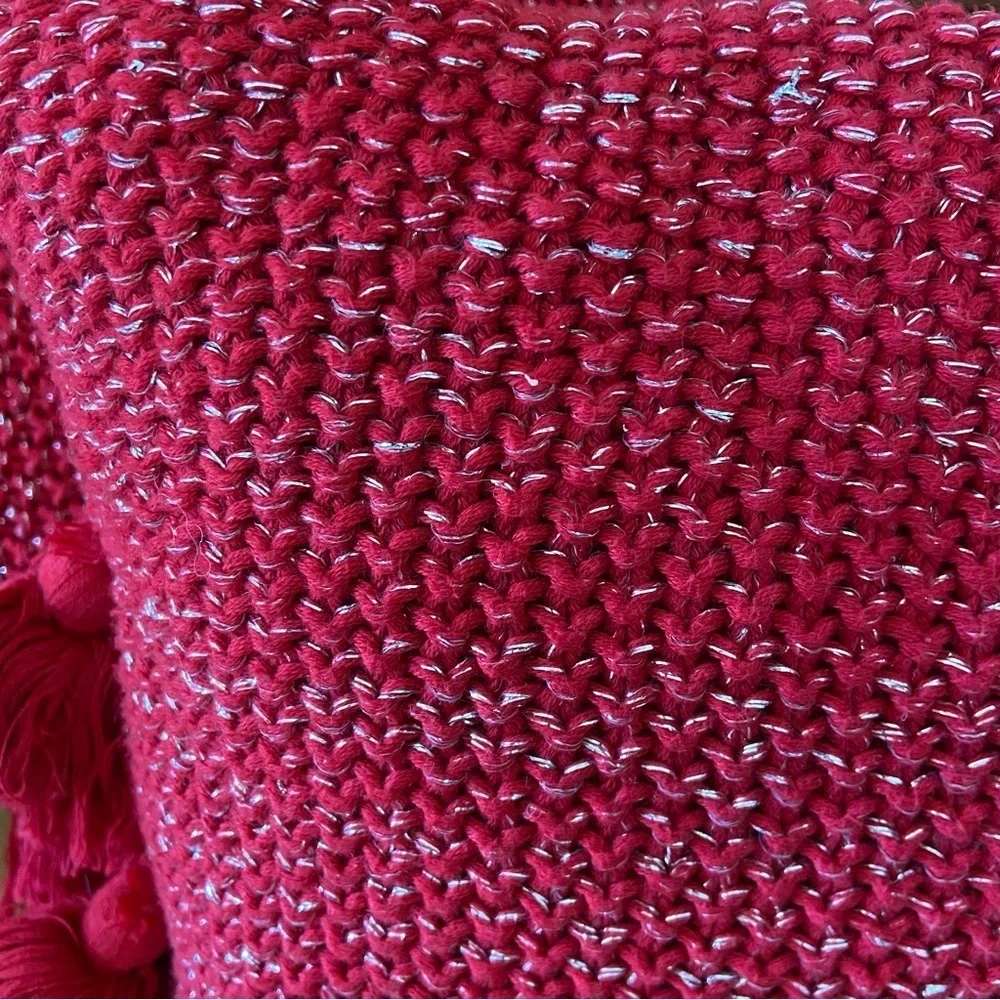 Kirkland Two Red with Sliver Embellishment and Tassels 18” Throw Pillows.